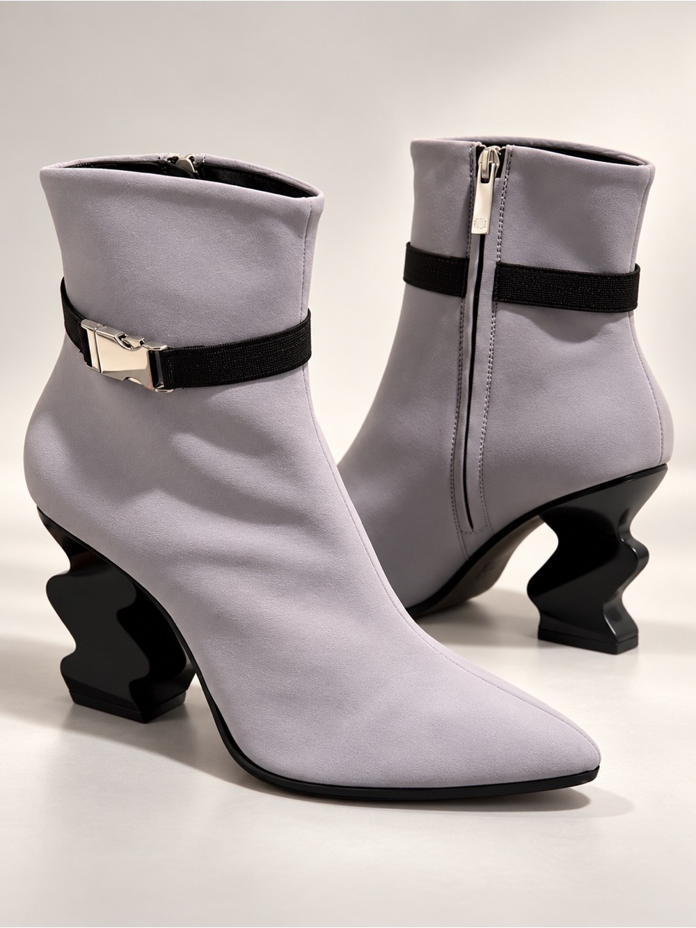 iRi NYC Gray Neoprene Sculpted Heel Ankle Boots Size EU 40 US 10